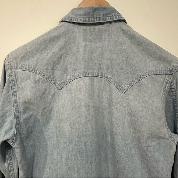 Scotch & Soda AMS BLAUW Sawtooth Snap Button Denim Shirt Small Blue Western READ - Picture 13 of 14
